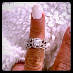 14k WhiteGold Diamond Engagement Ring/Wedding Band